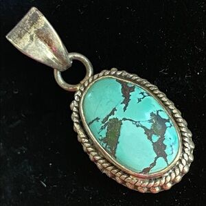 Vintage Turquoise & Sterling Silver Pendant – 6.4g